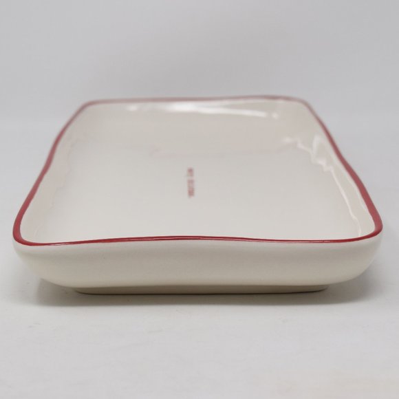 Rae Dunn Merry Christmas Platter Red Trim Type New - Picture 6 of 11